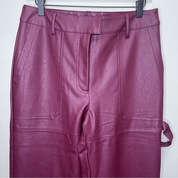 Y2K Forever 21 Burgundy Faux Leather Wide Leg Pants Size XL - Picture 2 of 13